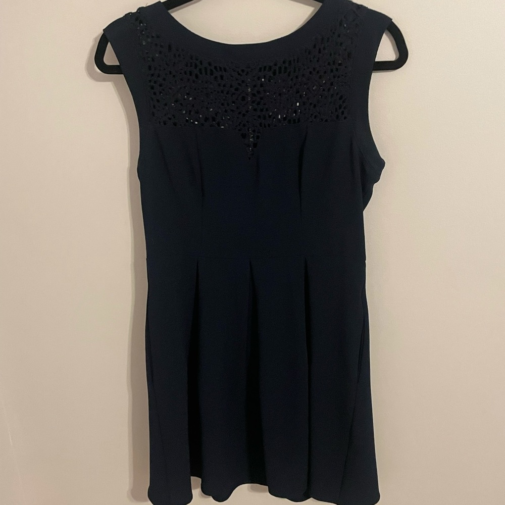 Navy Blue Dress with Cutout Top